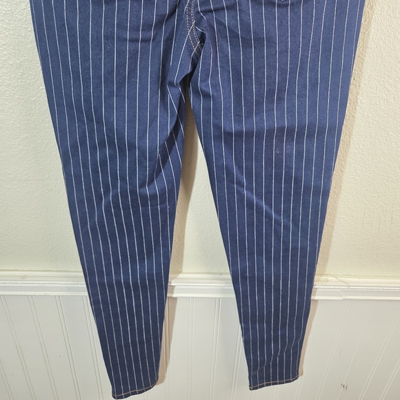Women’s Dickies High Rise Blue Striped Jeans Button Fly Workwear Size 26 - Picture 4 of 10